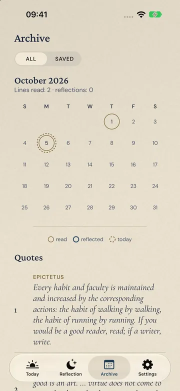 Archive and calendar